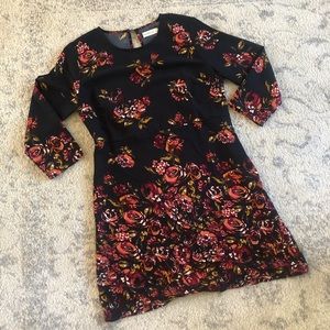 Abercrombie Navy & Floral 3/4 Sleeve Shift Dress